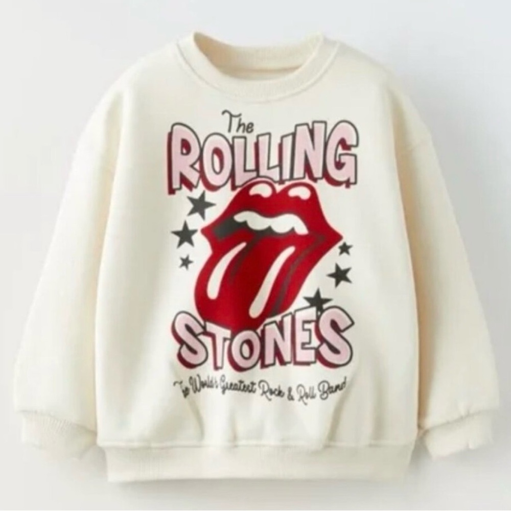 Zara Cream Rolling Stones 3-4T Sweatshirt